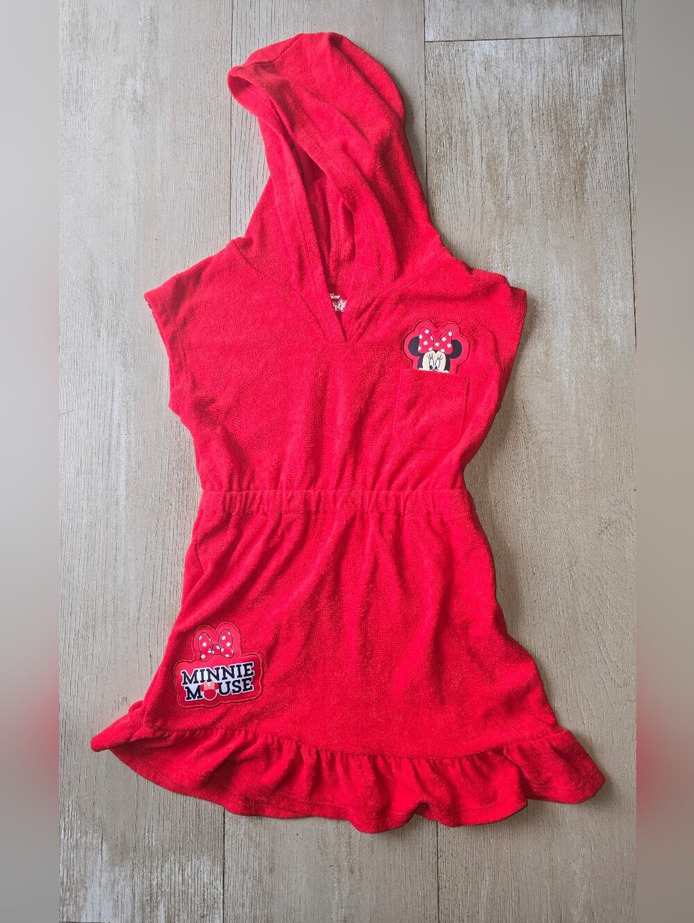 Minnie Mouse Red Hooded Kids Swim Coverup